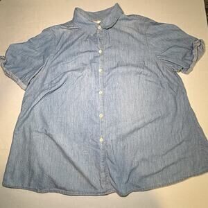 J. Jill Women’s Plus Size 1X Denim Button Up Top Blouse